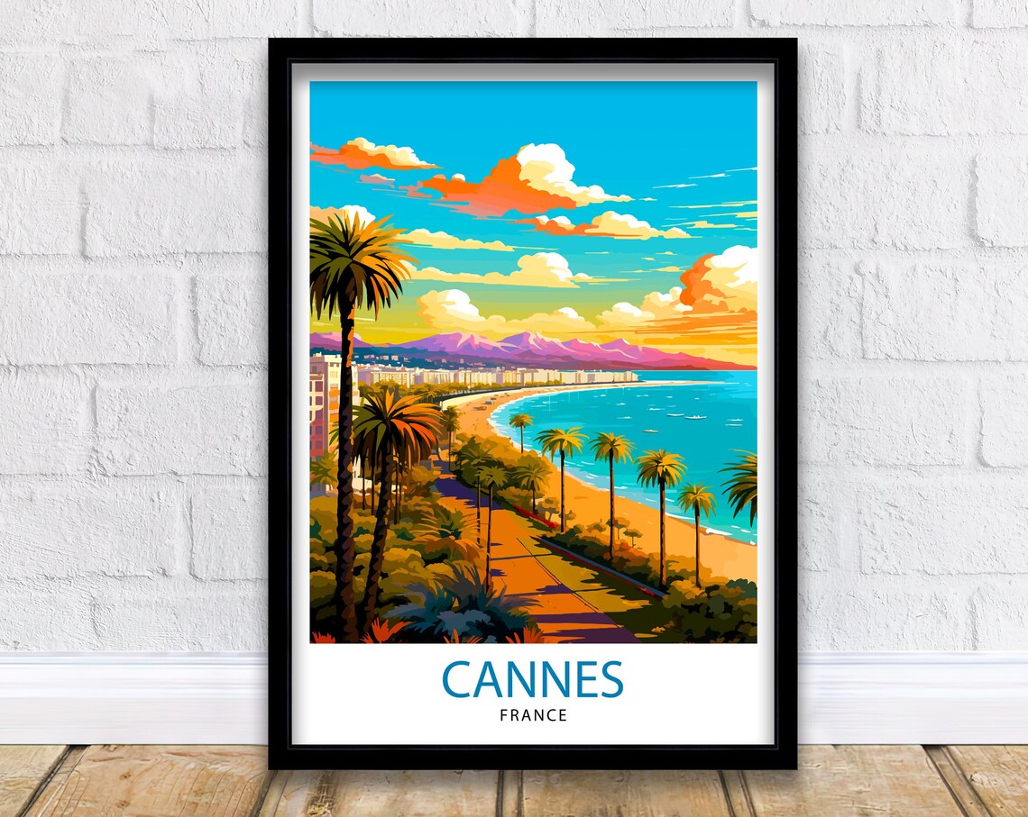 Cannes France Travel Print Cannes Wall Decor Cannes Poster French Riviera Travel Prints Cannes Art Print Cannes Illustration