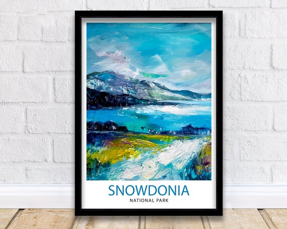 Snowdonia National Park Impasto Lake Mountain Painting Art Print