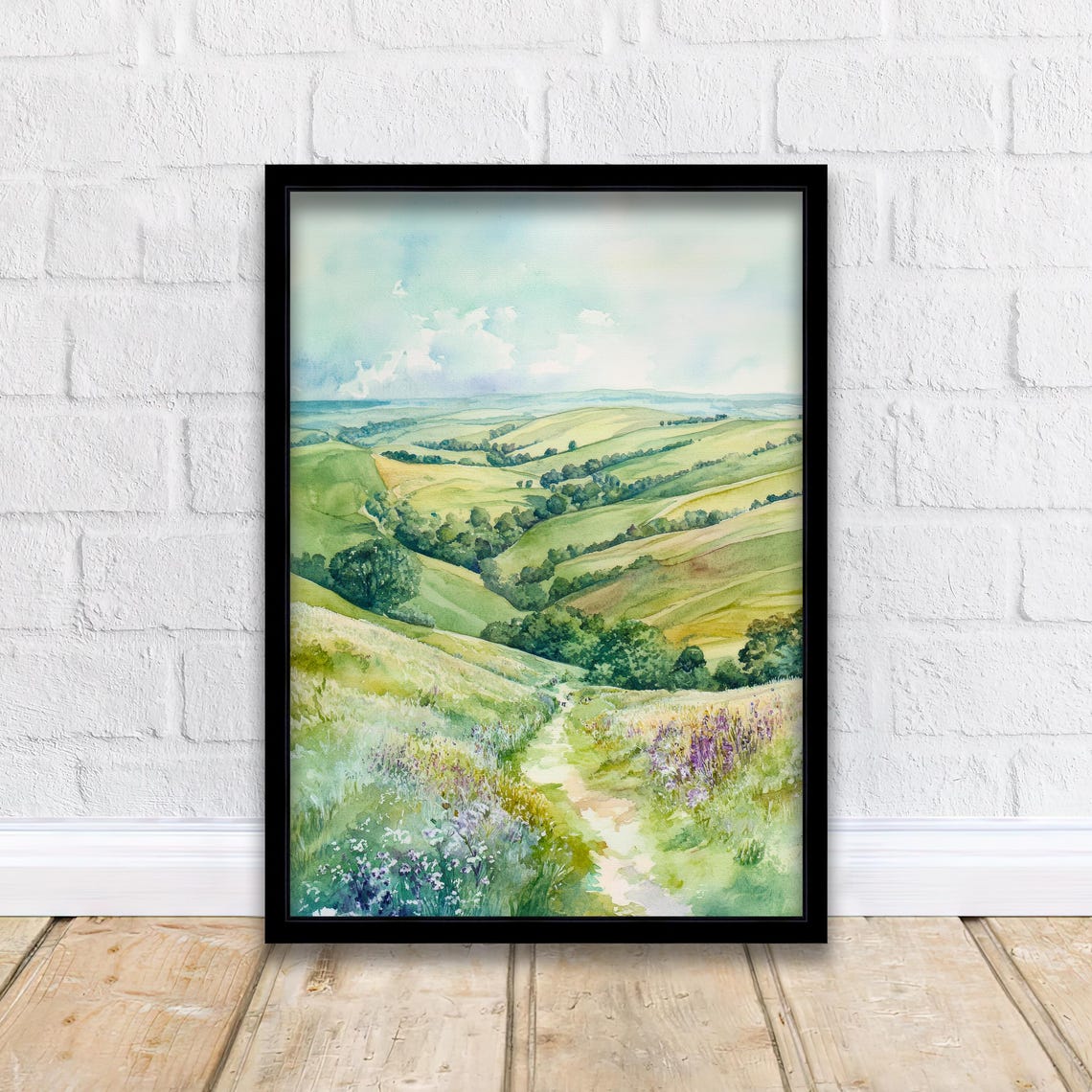 South Downs Watercolour Painting UK Landscape Art Print
