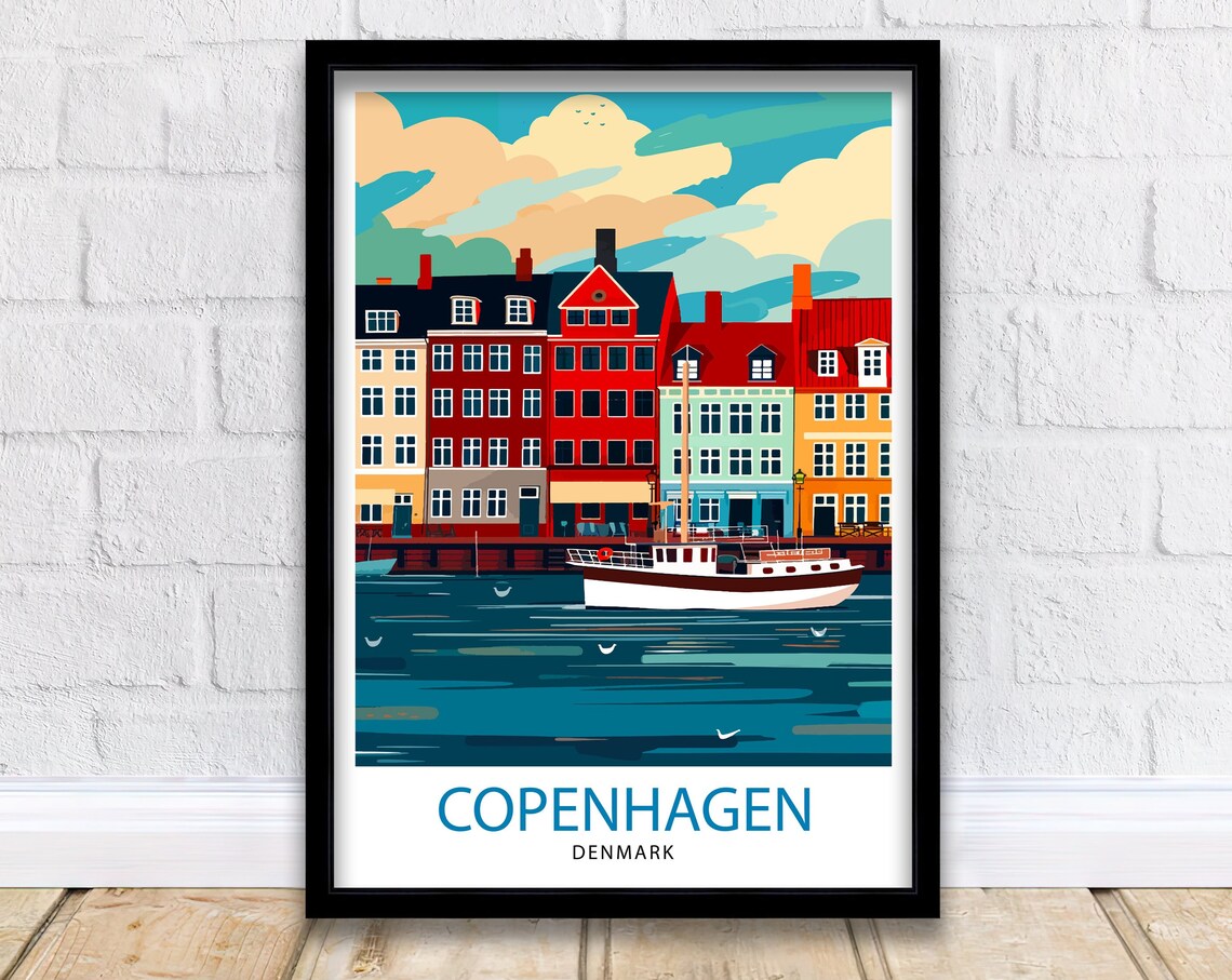 Copenhagen Denmark Nyhavn Colorful Houses Harbour City Poster