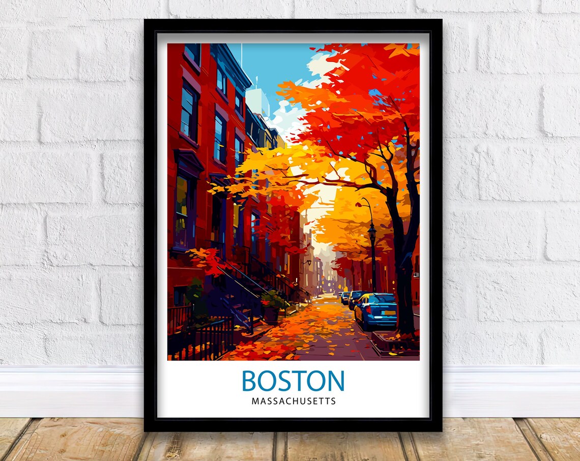 Boston Travel Poster, Massachusetts Cityscape Art Print