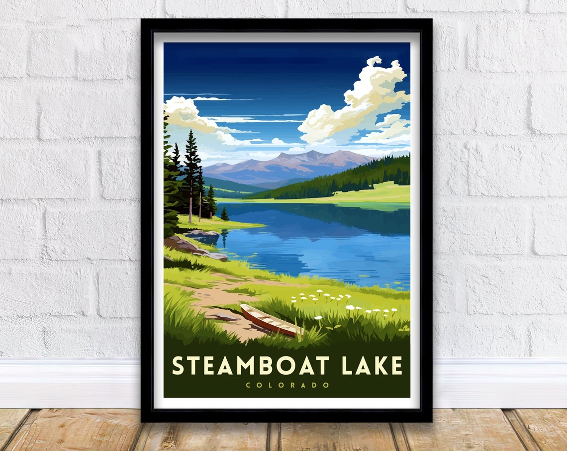 Steamboat Lake Colorado Travel Print Colorado Wall Decor Steamboat Lake Poster Mountain Lake Travel Prints Colorado Art Print Steamboat