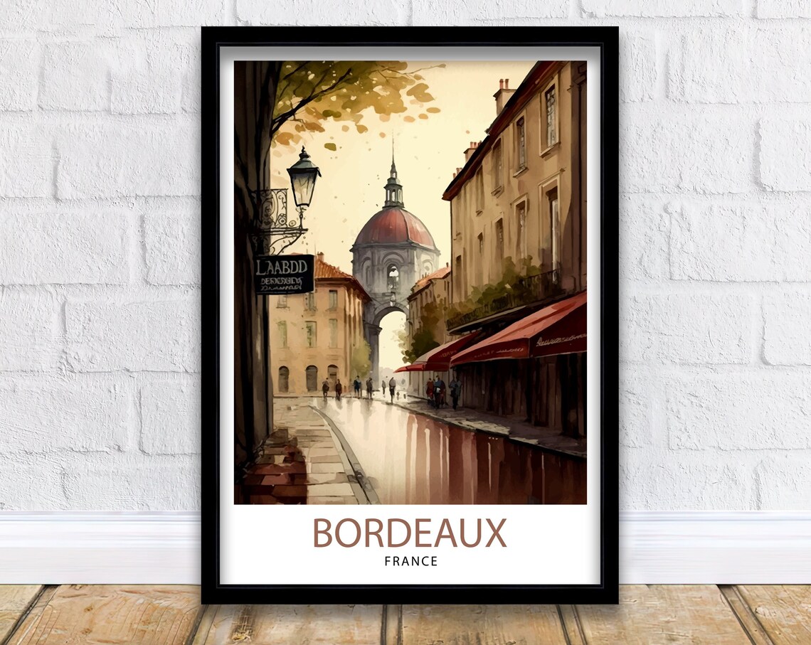 Bordeaux Historic Street Dome Church Sepia Toned France Poster