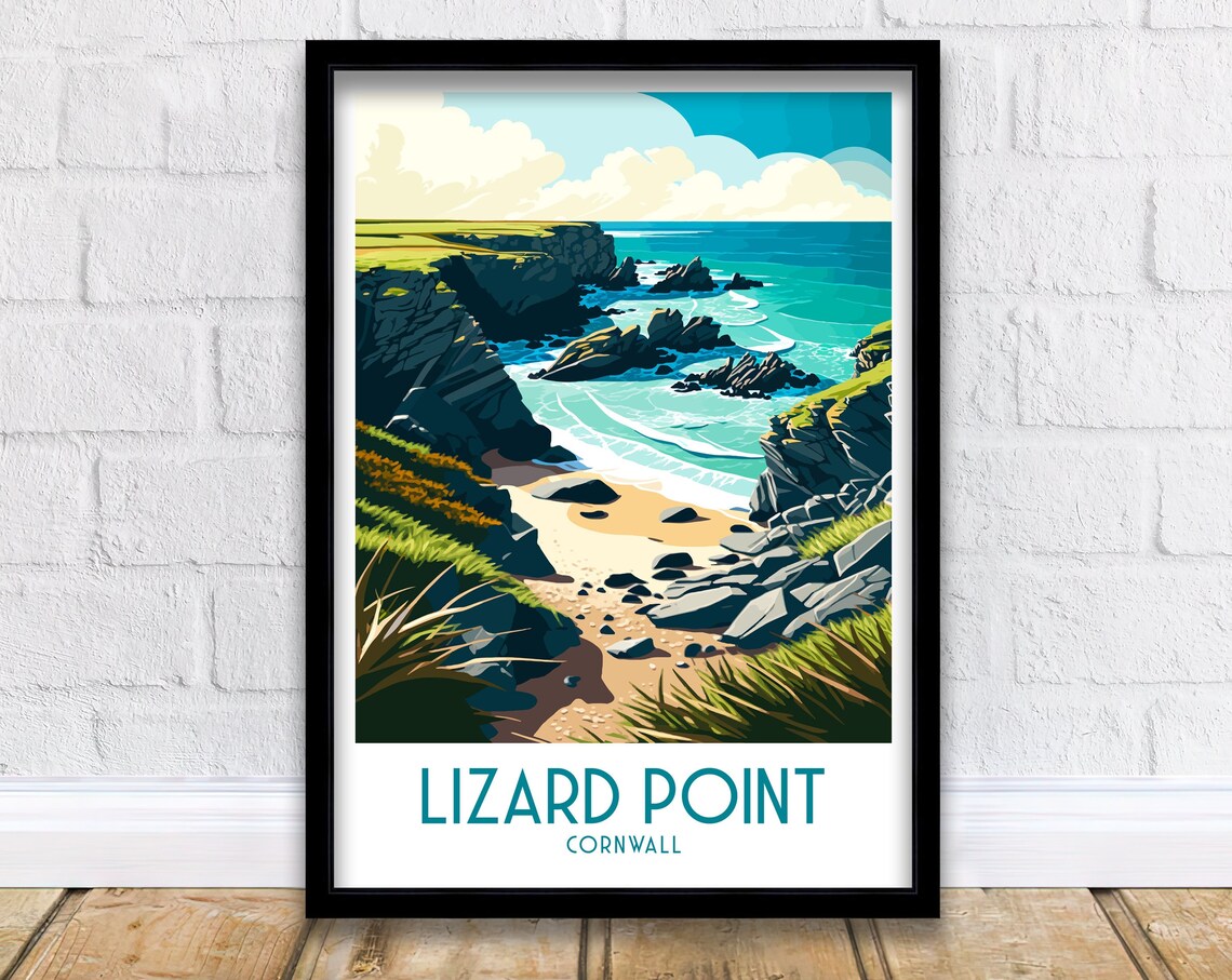 Lizard Point Travel Poster, Cornwall Coastal Scene