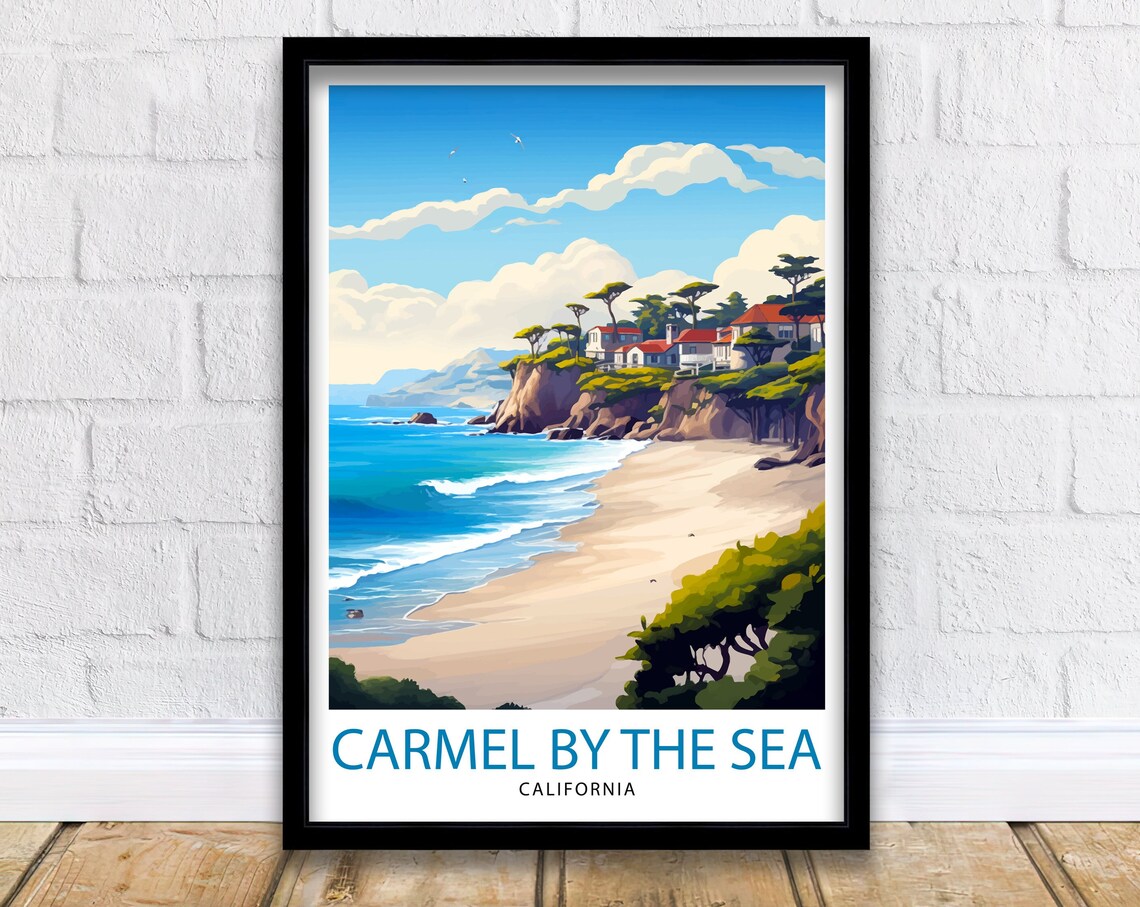 Carmel By The Sea California Cliff Village Coastal Beach Art Poster
