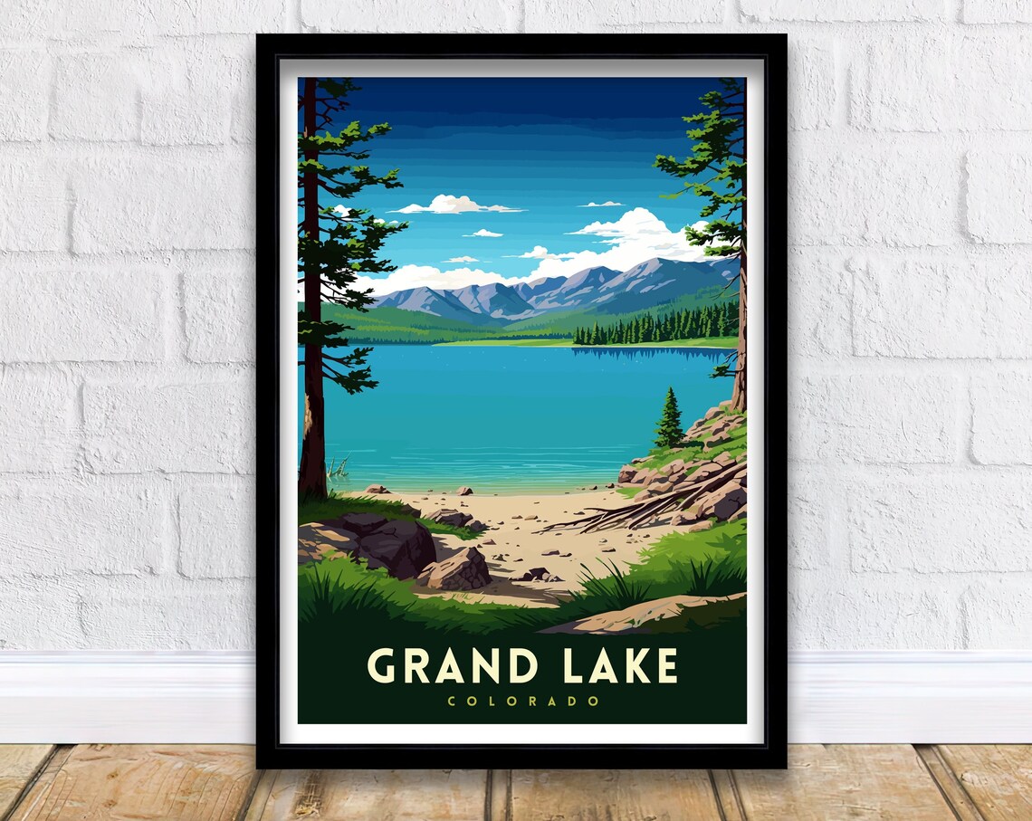Grand Lake Colorado Travel Poster, Rocky Mountains