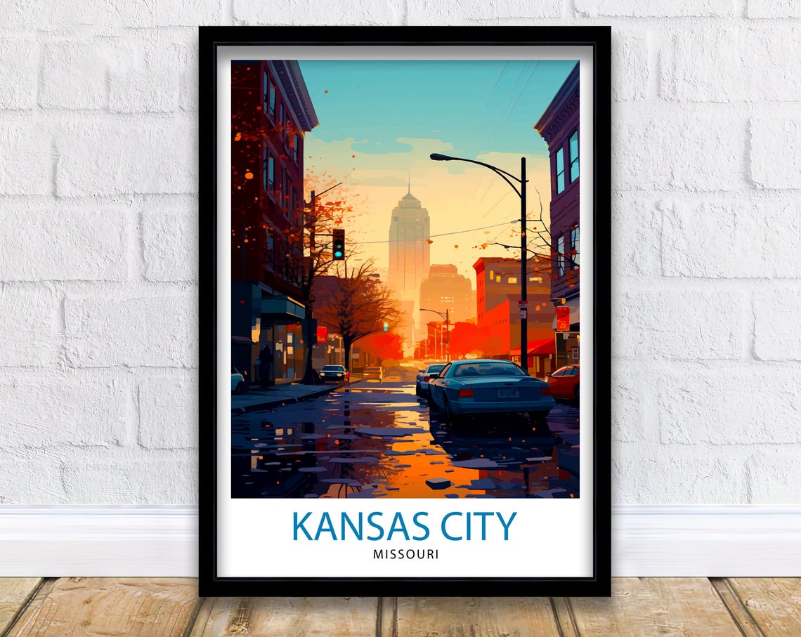 Kansas City Missouri Travel Print Kansas City Wall Decor Kansas City Poster Usa Travel Prints Kansas City Art Print Kansas City Illustration