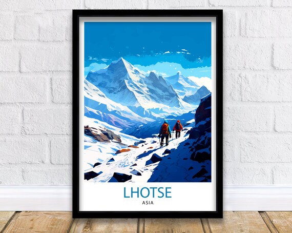 K2 Mountain Print Karakoram Range Artwork Climbers K2 Poster Pakistan Landscape Decor K2 Summit Wall Art Mountaineering Gift
