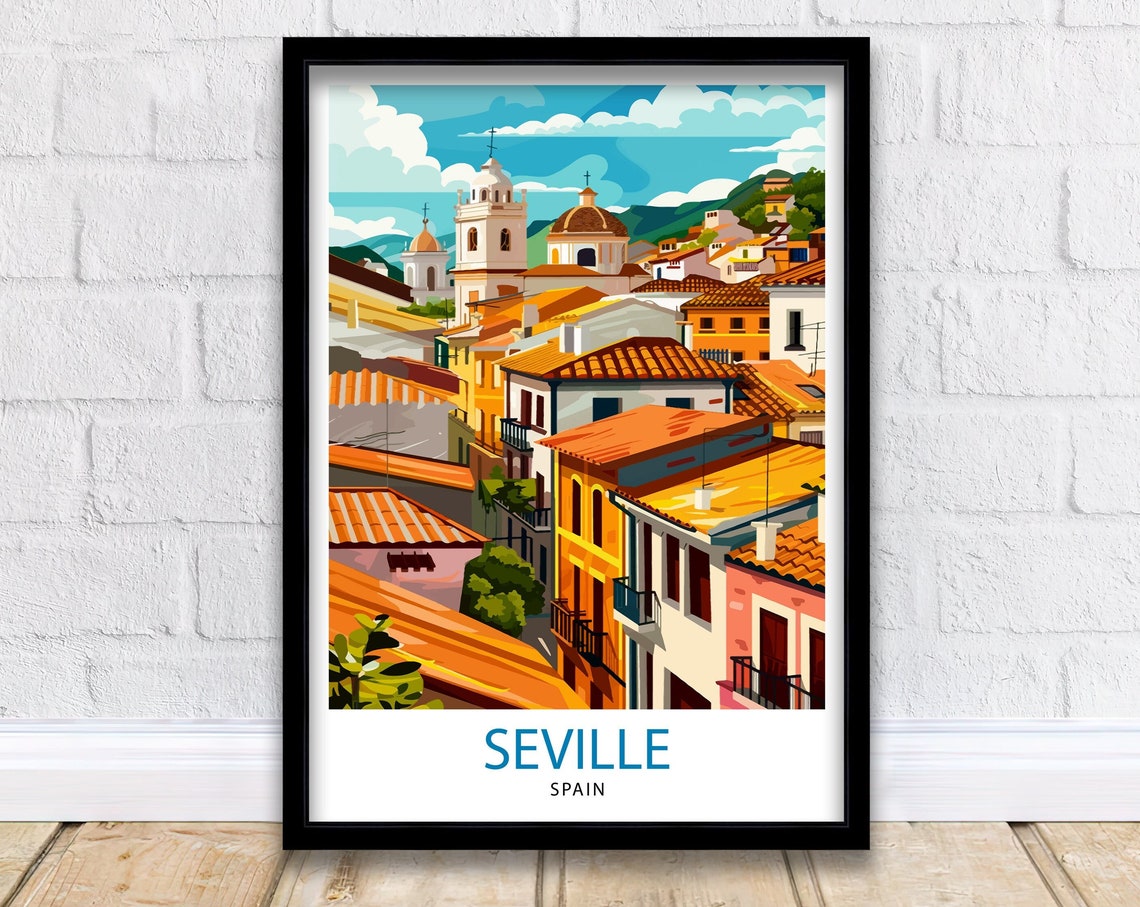 Seville Spain Travel Print Seville Wall Art Seville Home Decor Seville Travel Poster Seville Spain Illustration Gift For Seville Spain