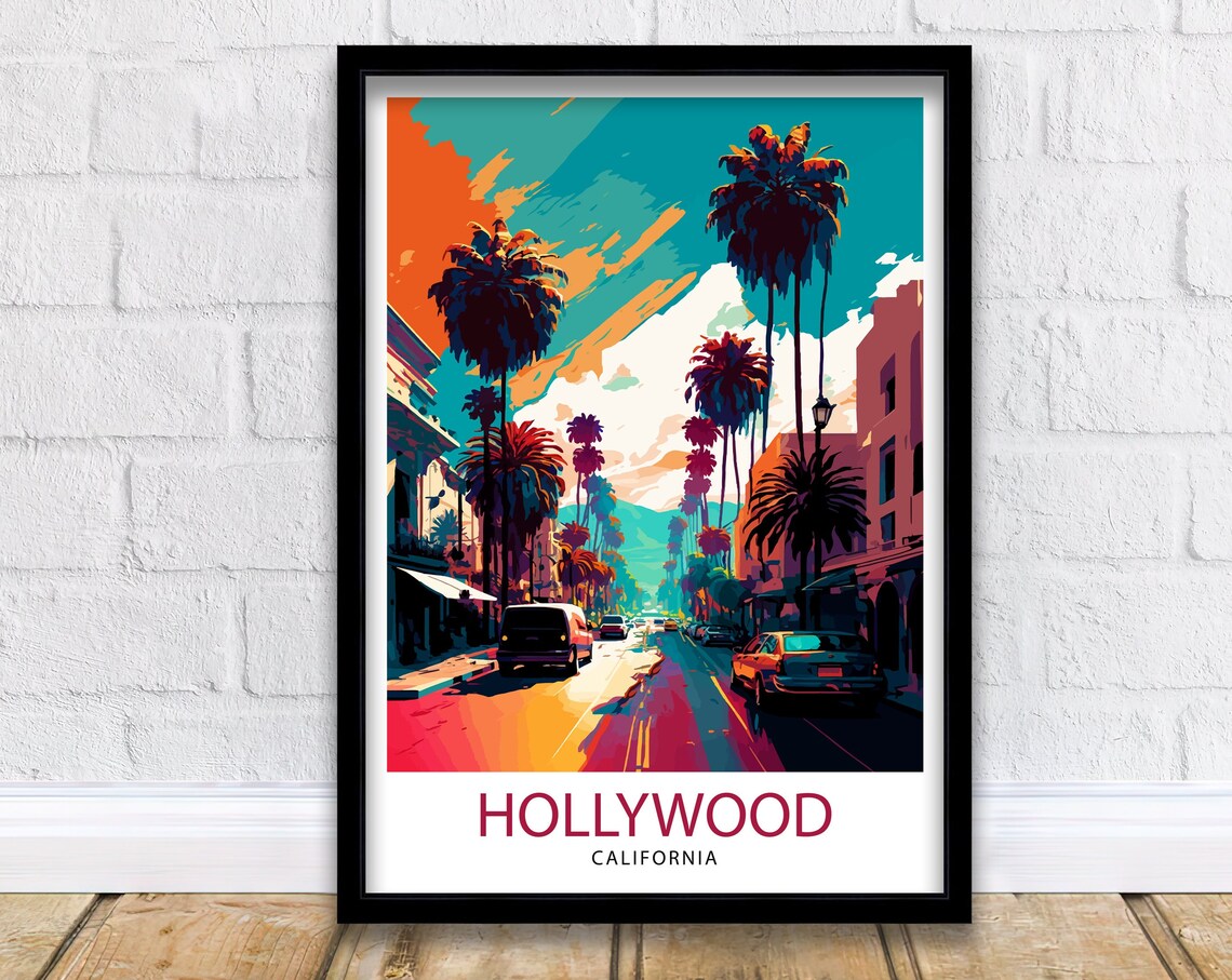 Hollywood California Travel Poster, Wall Art Print