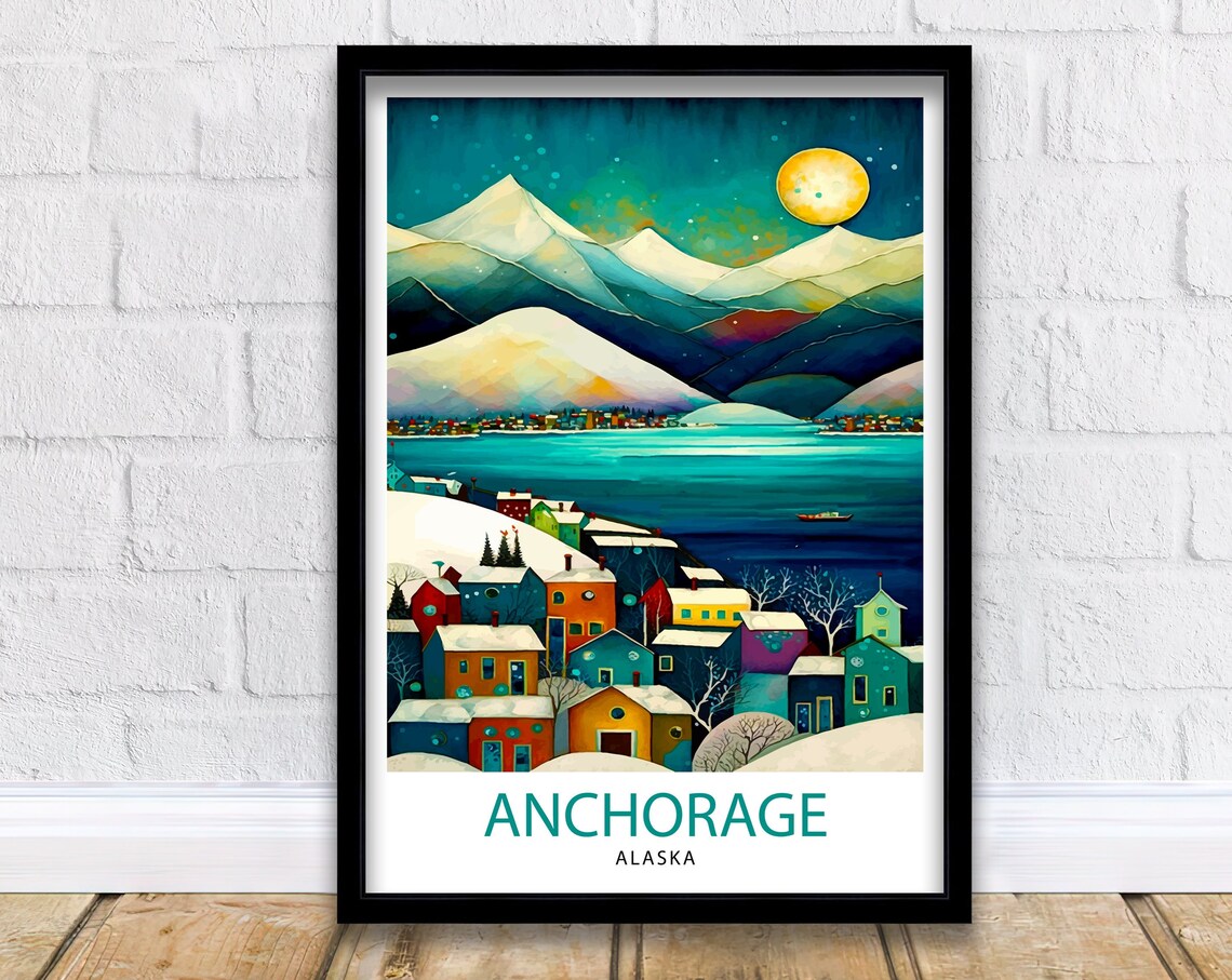 Anchorage Alaska Travel Poster, Wall Decor Art Print