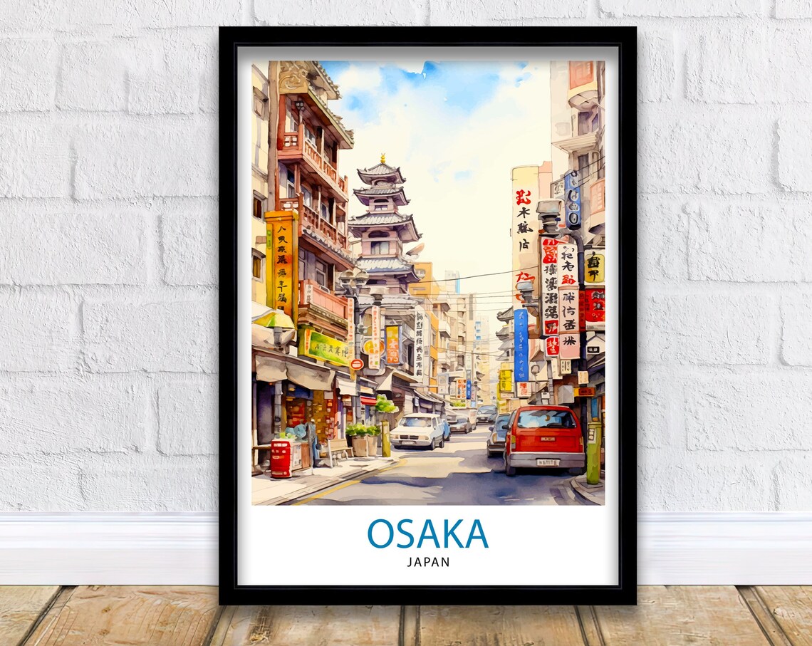 Osaka Japan Travel Poster, Travel Prints Art