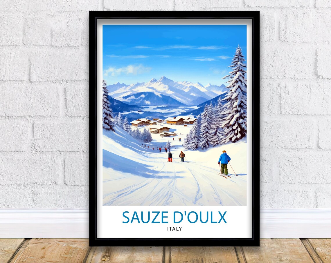 Sauze Doulx Italy Travel Poster, European Wall Decor