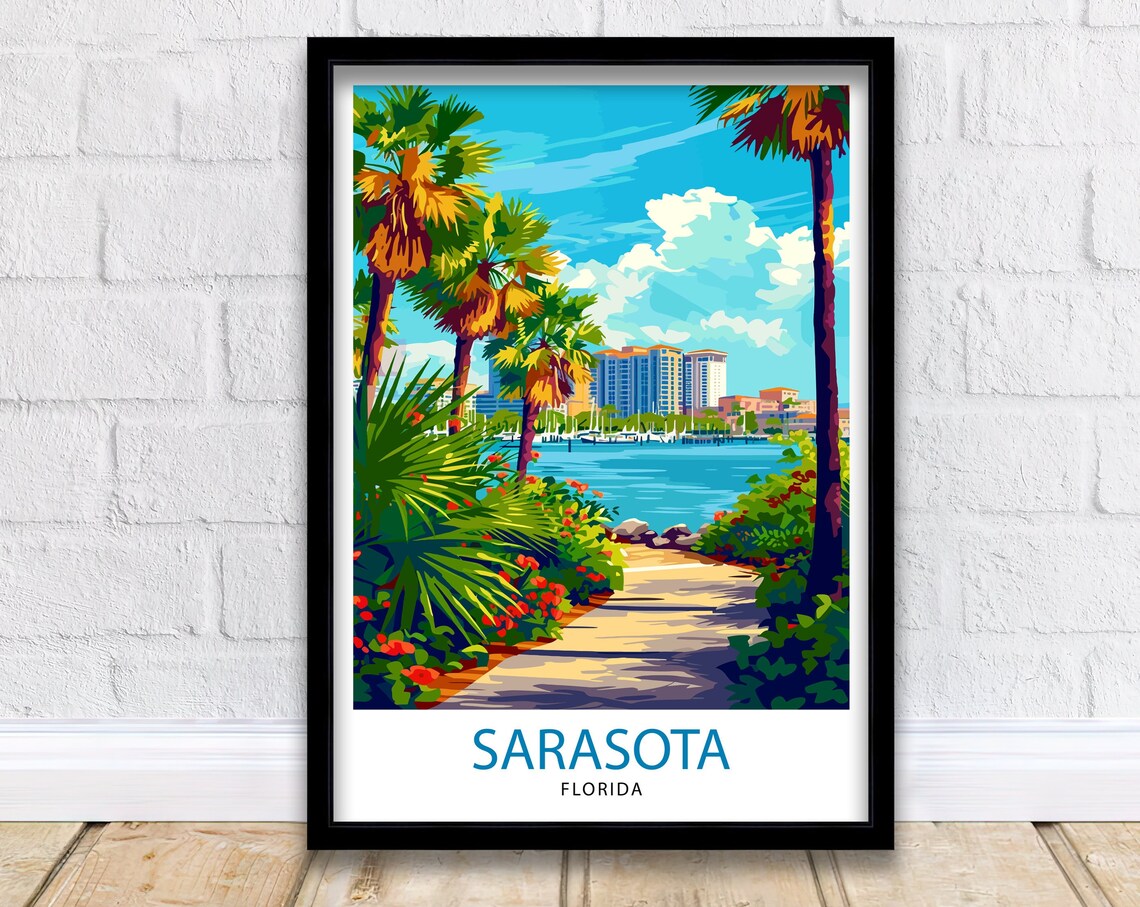 Sarasota Florida Travel Print Sarasota Wall Decor Sarasota Poster Florida Travel Prints Sarasota Art Print Sarasota Illustration Sarasota