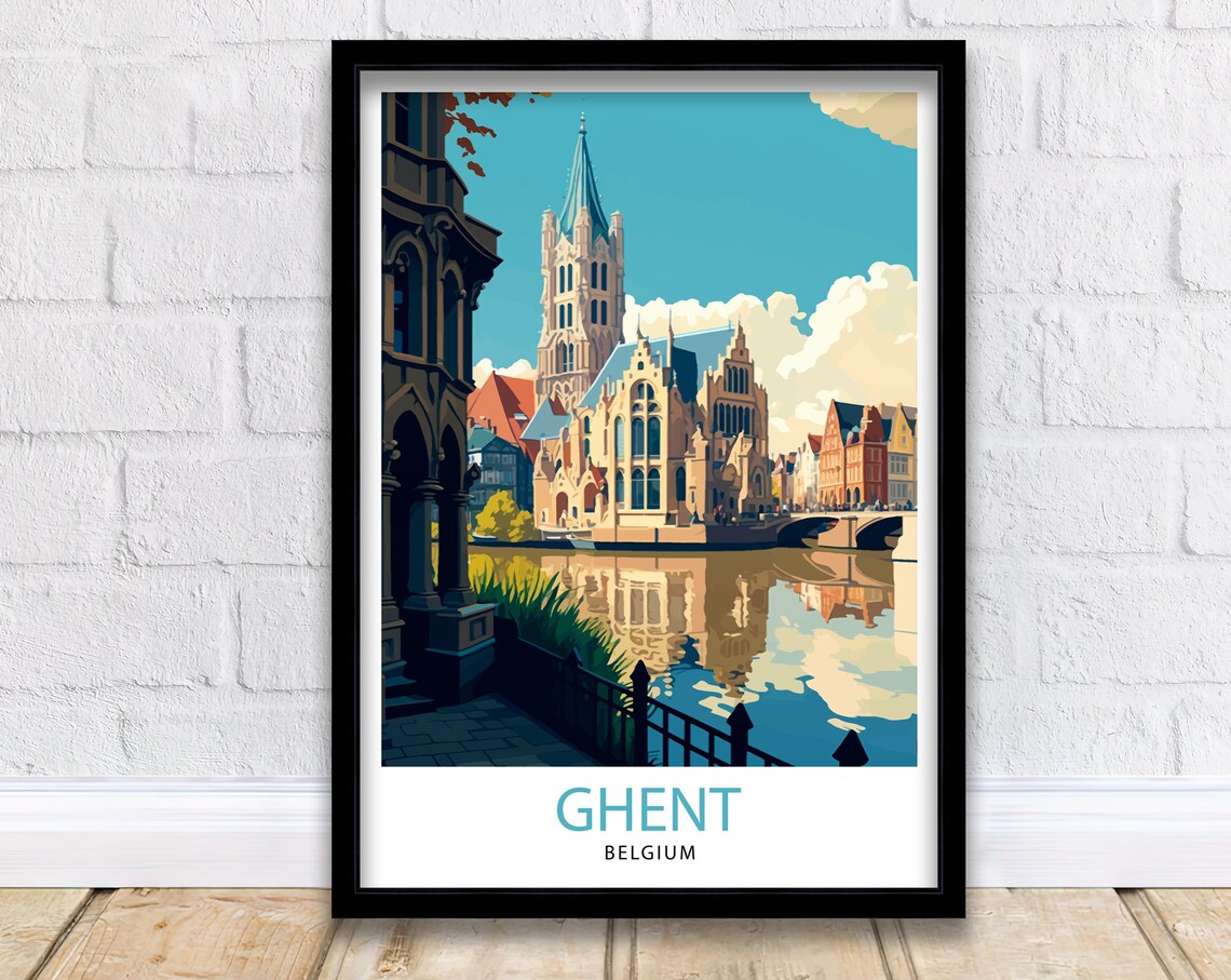 Ghent Belgium Travel Poster, Ghent Wall Decor