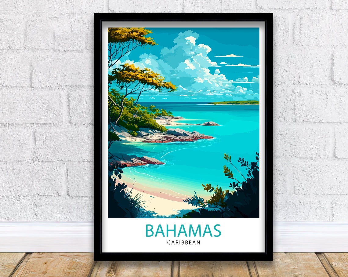 Bahamas Travel Print Bahamas Wall Art Bahamas Home Decor Bahamas Island Illustration Travel Poster Gift For Bahamas Bahamas Vacation