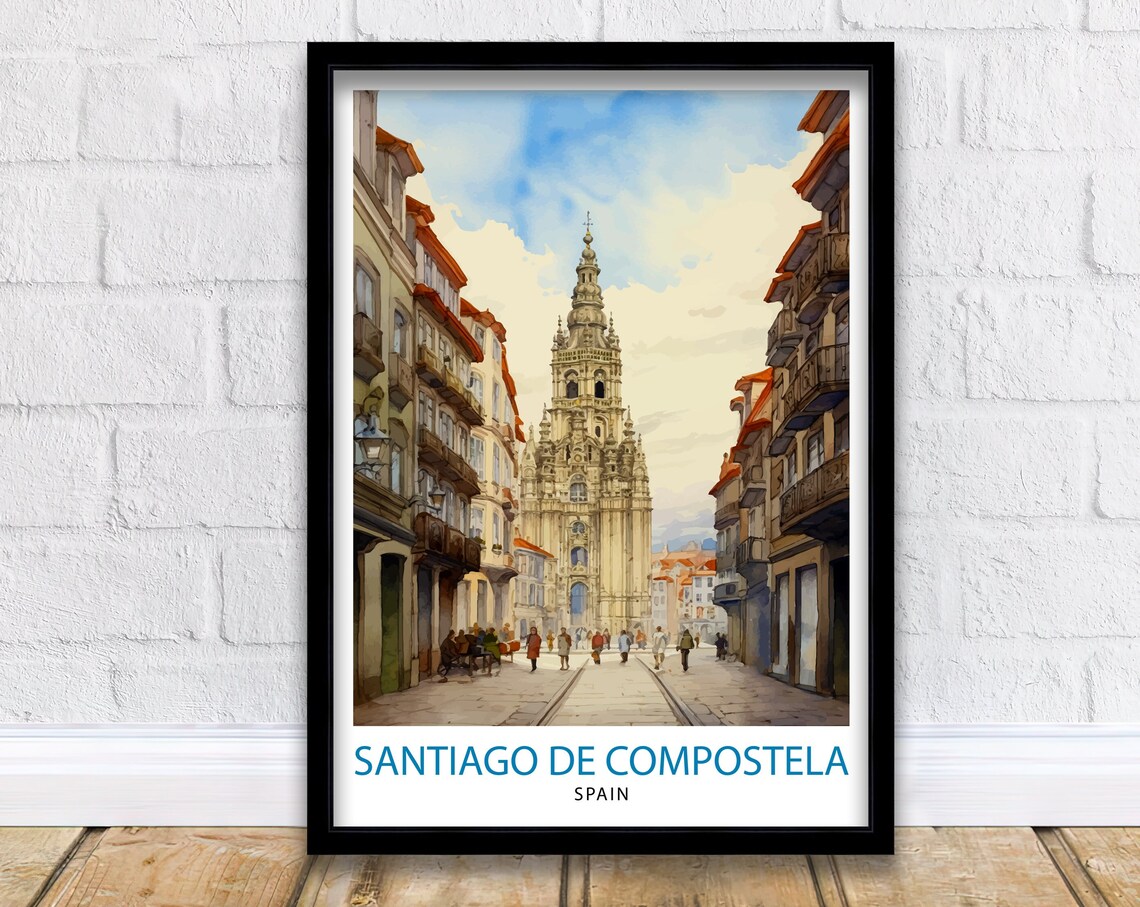 Santiago De Compostela Travel Poster, Home Decor
