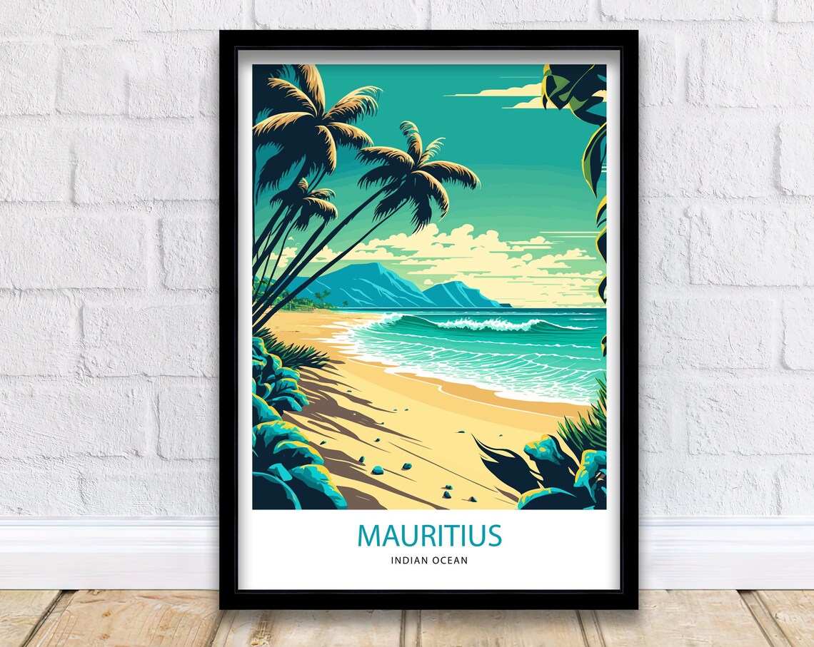Mauritius Travel Poster, Place-Name Wall Art Print