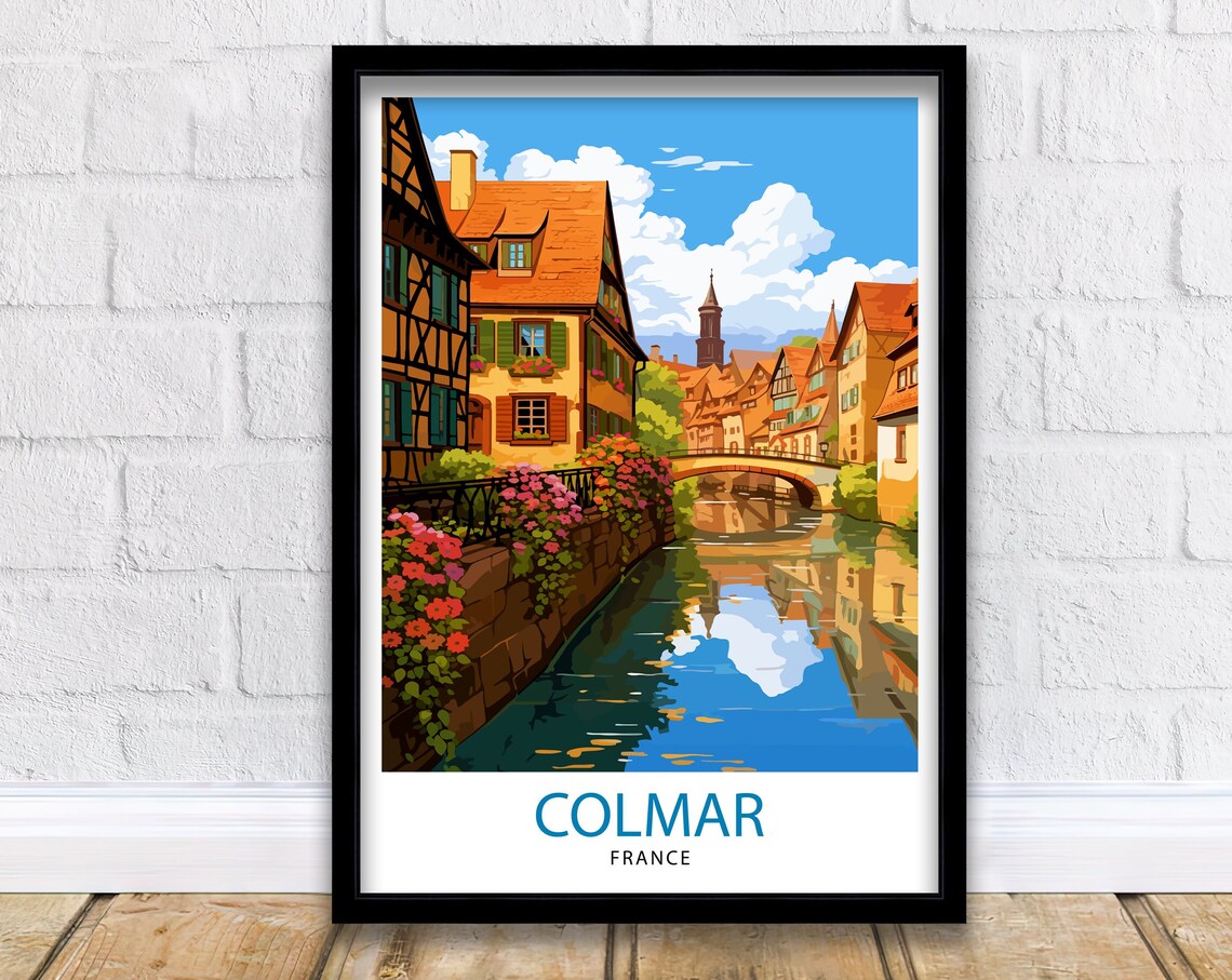 Colmar France Canal Half Timbered Houses Flower Travel Poster