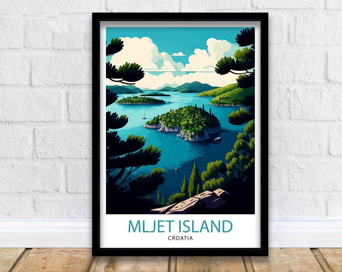 Mljet Croatia Travel Poster, Europe Wall Art