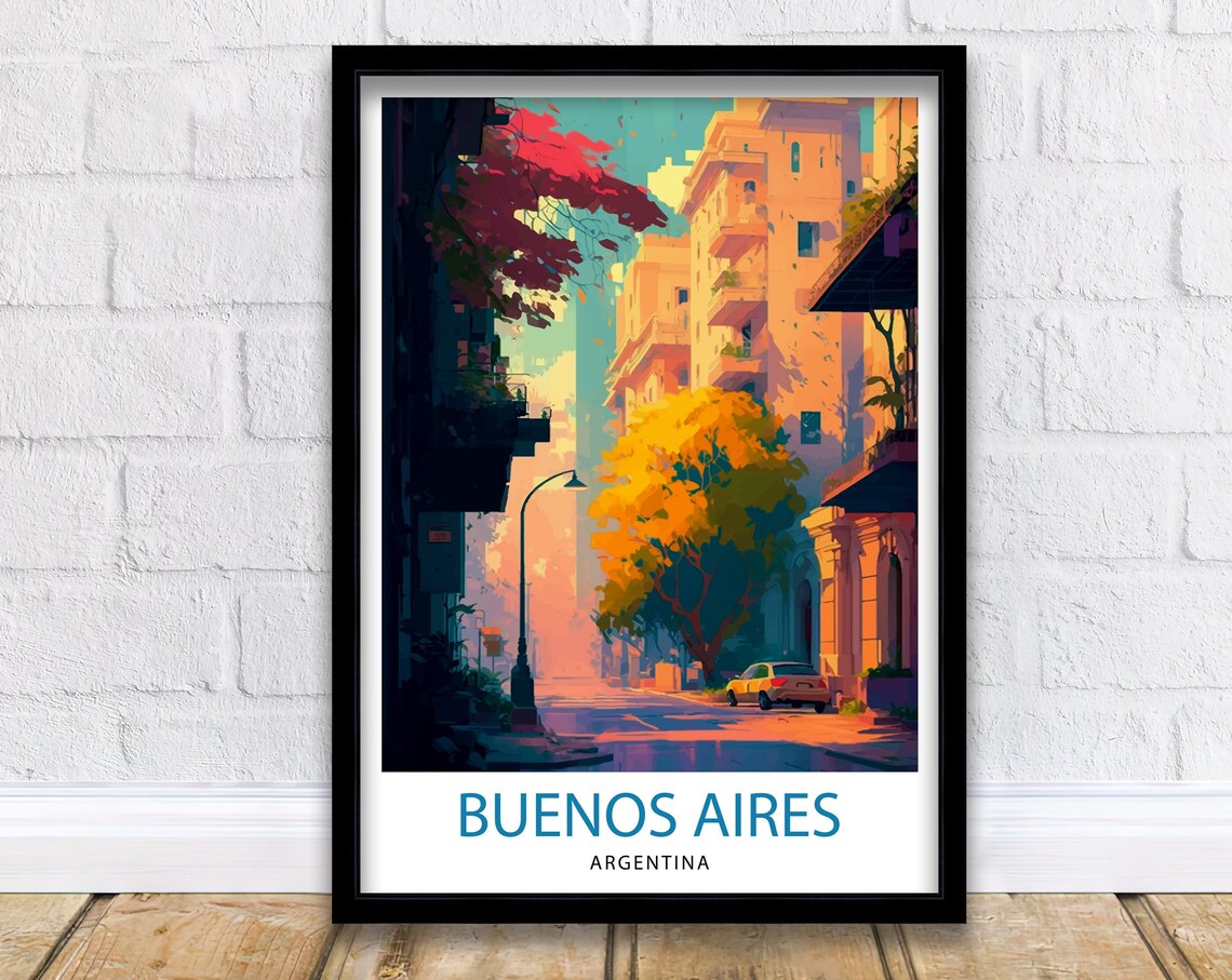 Buenos Aires Argentina Golden Hour City Street Urban Travel Poster