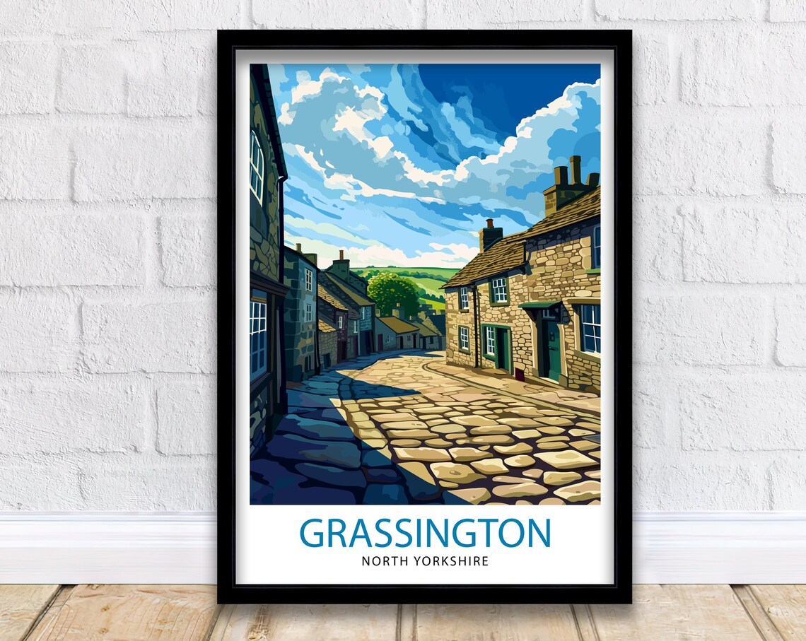 Grassington Yorkshire Travel Poster, English Village