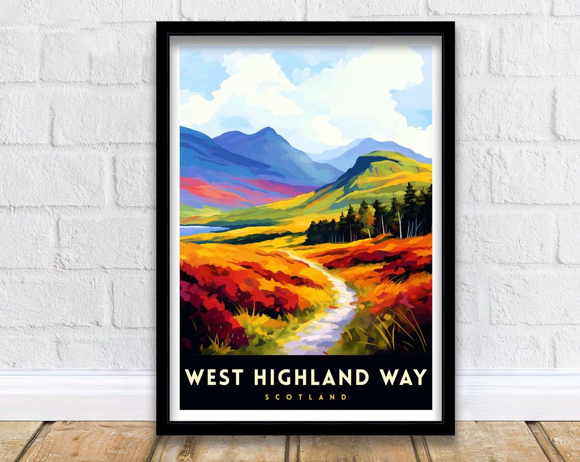 West Highland Way Scotland Autumn Mountain Glen Hiking Trail Poster