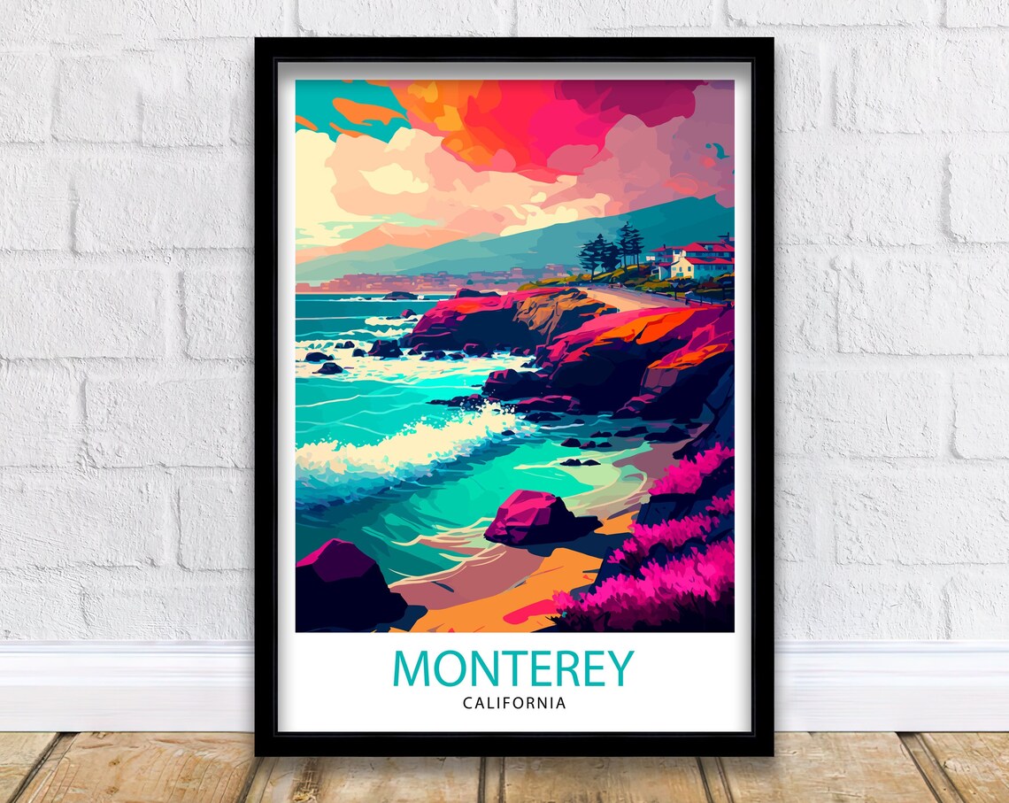 Monterey California Travel Poster, Coastal Art