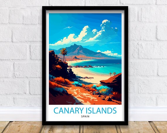 Canary Islands Travel Poster, Spain Travel Decor