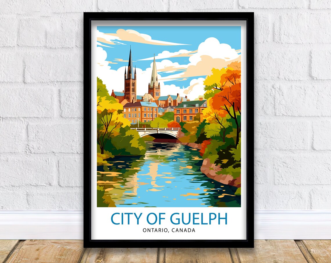 Guelph Ontario Travel Poster, Guelph Decor