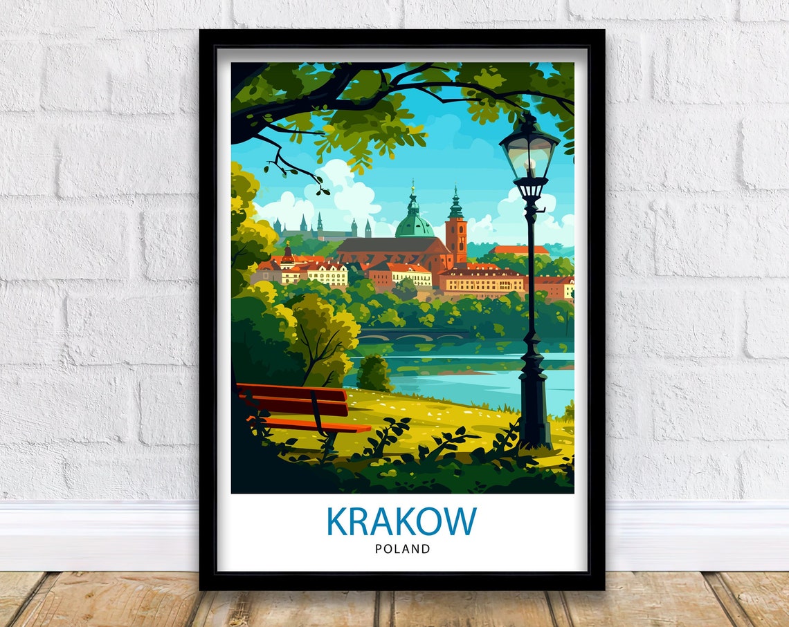 Krakow Poland Riverside Old Town Cathedral Gardens View Poster