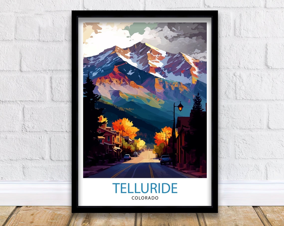 Telluride Colorado Travel Poster Telluride Wall Art Telluride Print Colorado Travel Prints Telluride Art Print Telluride Illustration