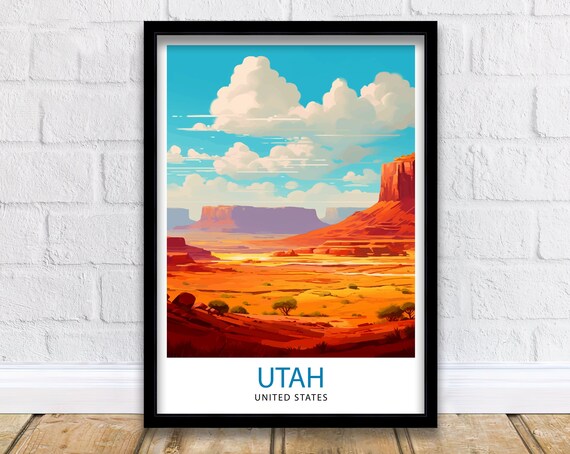 Utah Red Rock Desert Mesas Landscape Southwest Art Travel Poster
