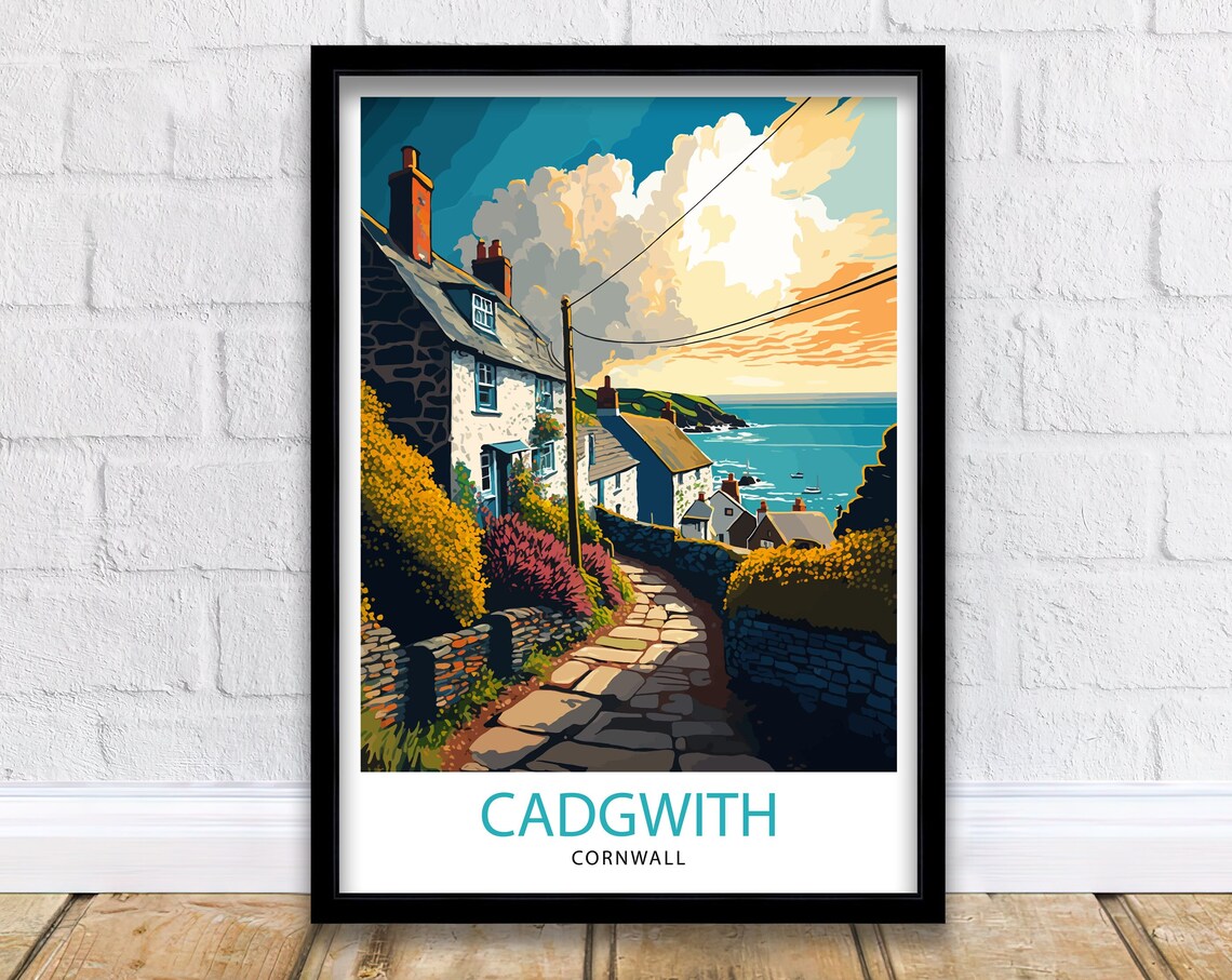 Cadgwith Cornwall Travel Poster, Cornwall Travel Art