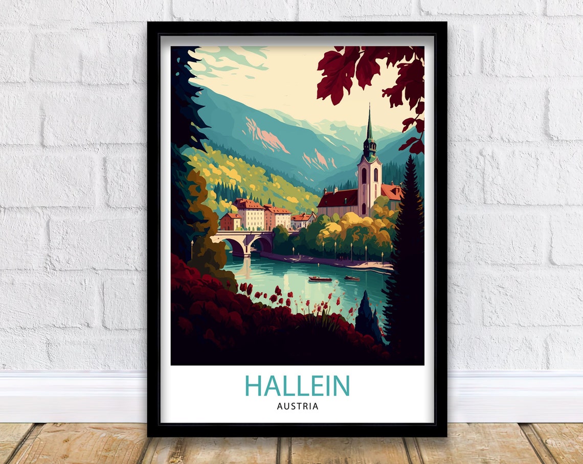 Hallein Austria Travel Print Hallein Wall Decor Hallein Home Living Decor Hallein Illustration Travel Poster Gift For Austria Home Decor