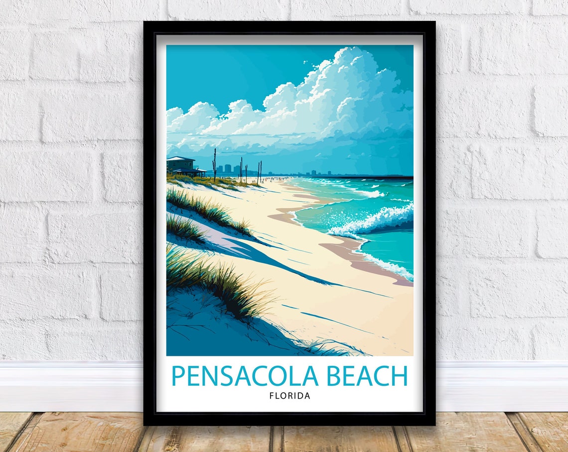 Pensacola Beach Florida White Sand Dunes Turquoise Waves Poster