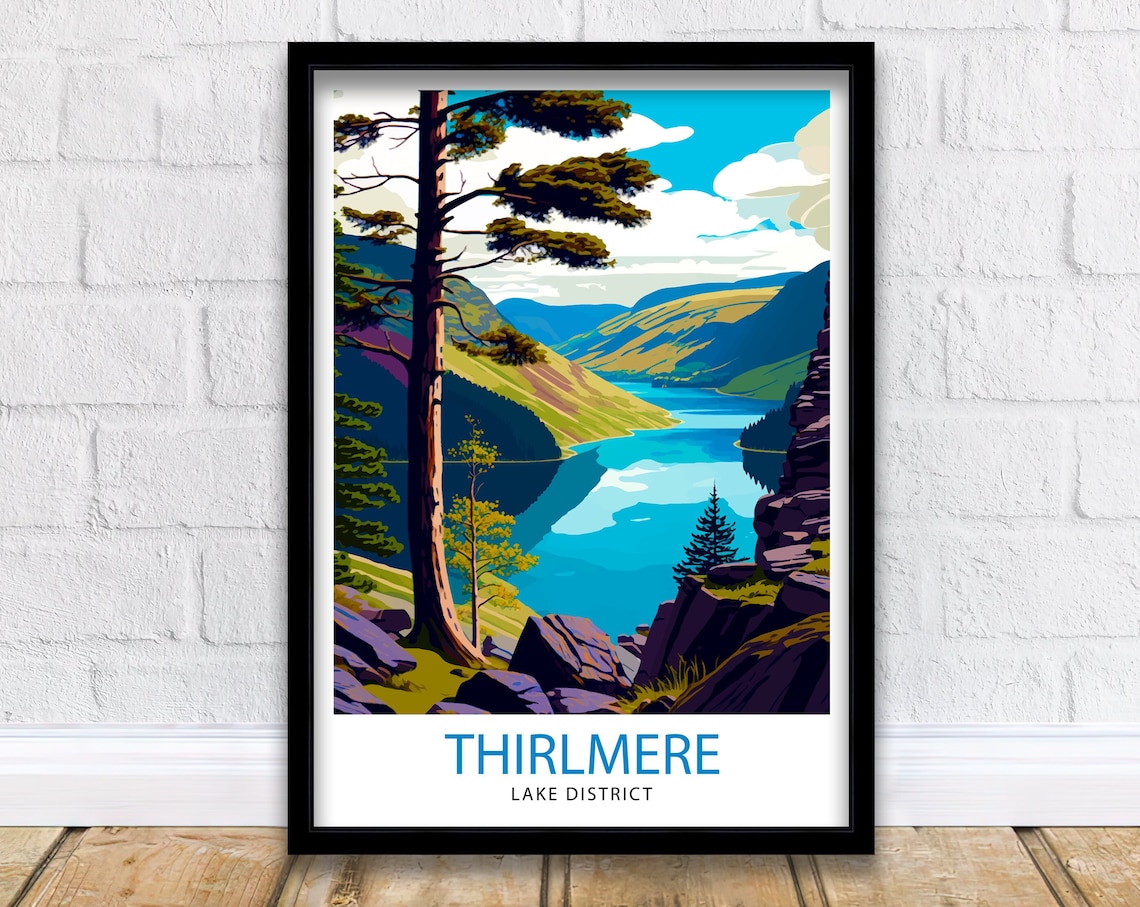 Thirlmere Lake District Travel Poster, Home Decor