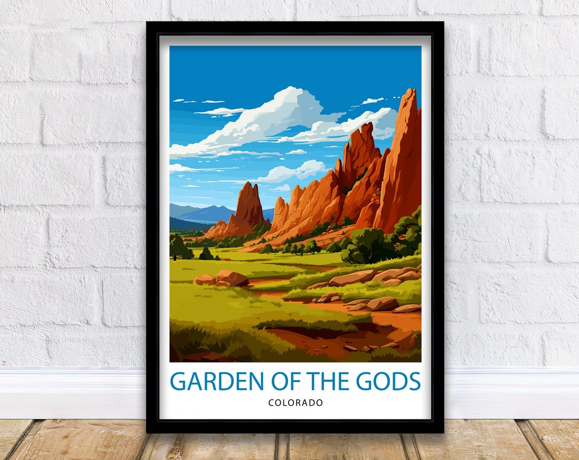 Garden Of The Gods Colorado Travel Print Colorado Wall Decor Garden Of The Gods Poster Rocky Mountain Travel Prints Colorado Art Print