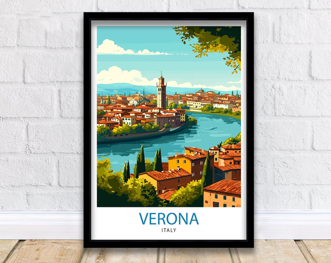 Verona Italy Travel Poster, Home Living Decor