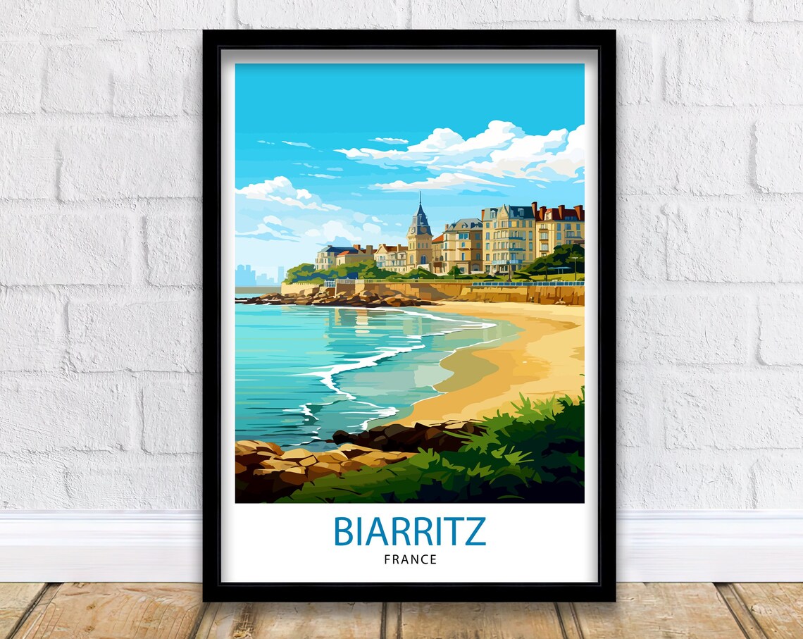 Biarritz France Elegant Beachfront Turquoise Waves Resort Poster