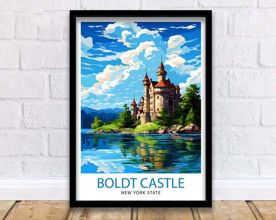 Boldt Castle New York State Travel Print New York Wall Decor Thousand Islands Poster Ny State Travel Prints Boldt Castle Art Print Thousand