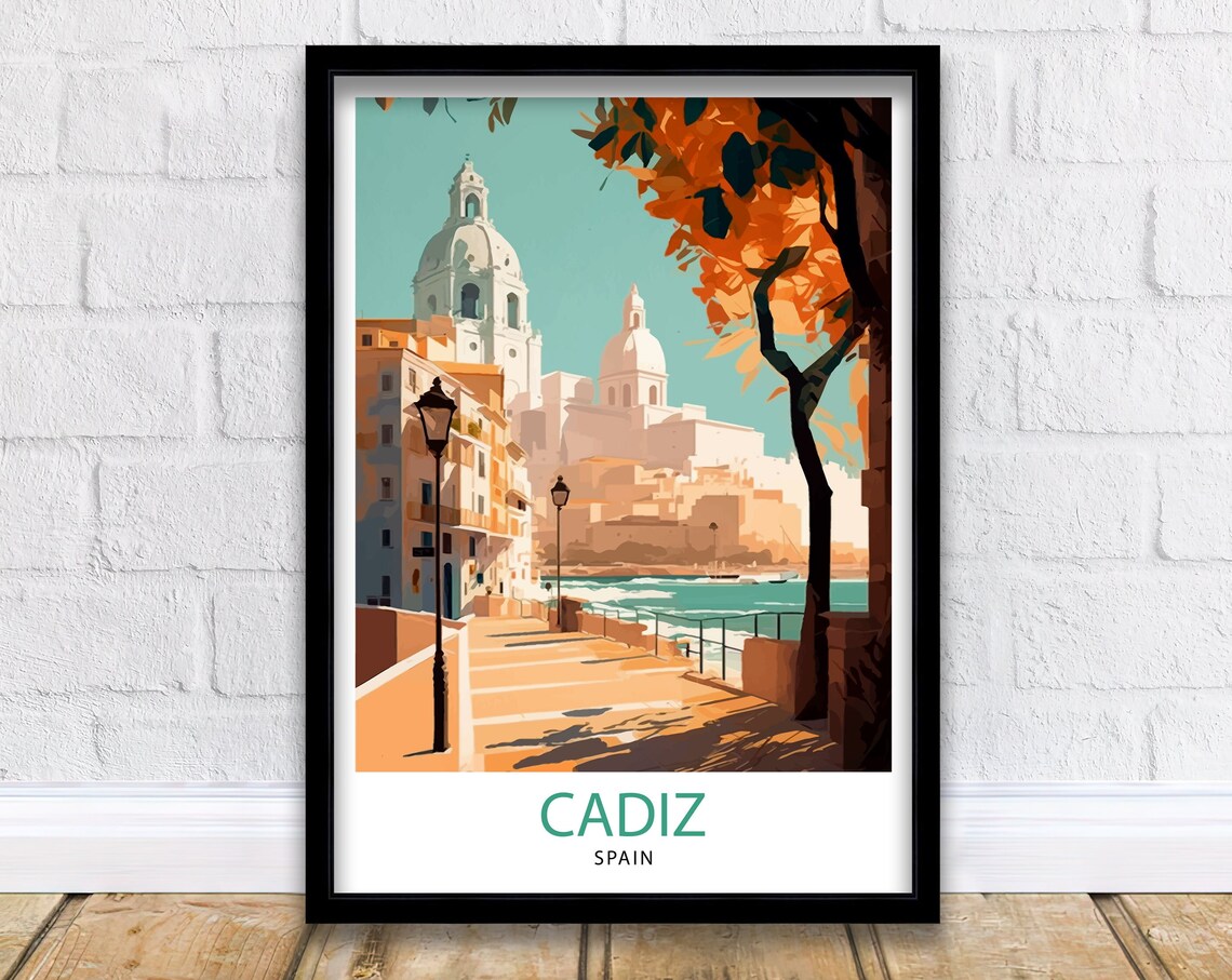 Cadiz Spain Travel Poster, Europe Wall Decor