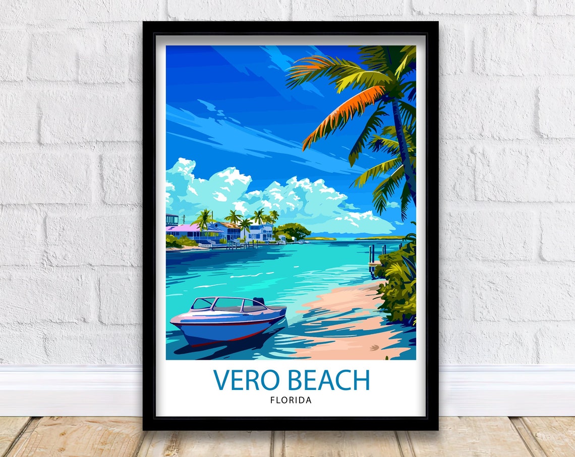 Vero Beach Florida Boat Palms Turquoise Bay Travel Beautiful Poster