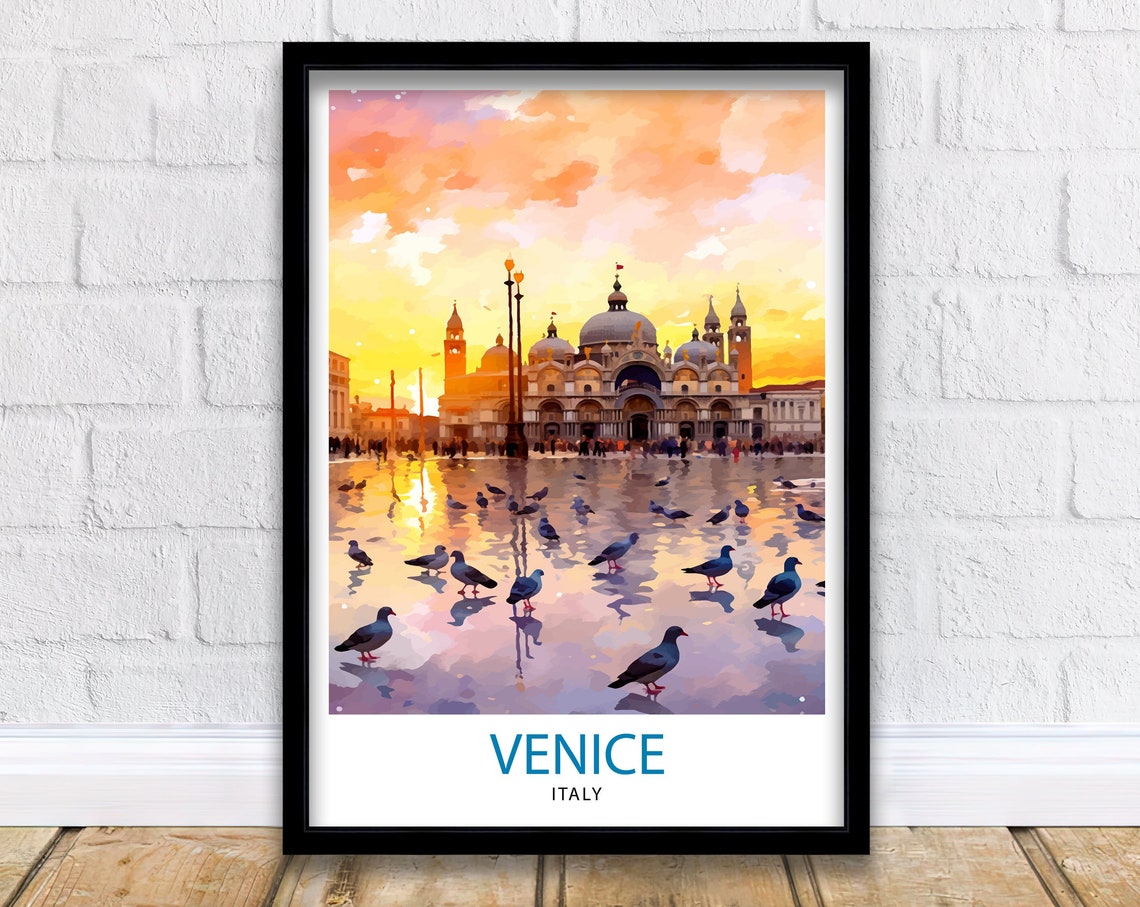 Venice Travel Print Venice Wall Decor Venice Home Living Decor Venice Italy City Print Capital City Venice Canal Poster Venice Illustration