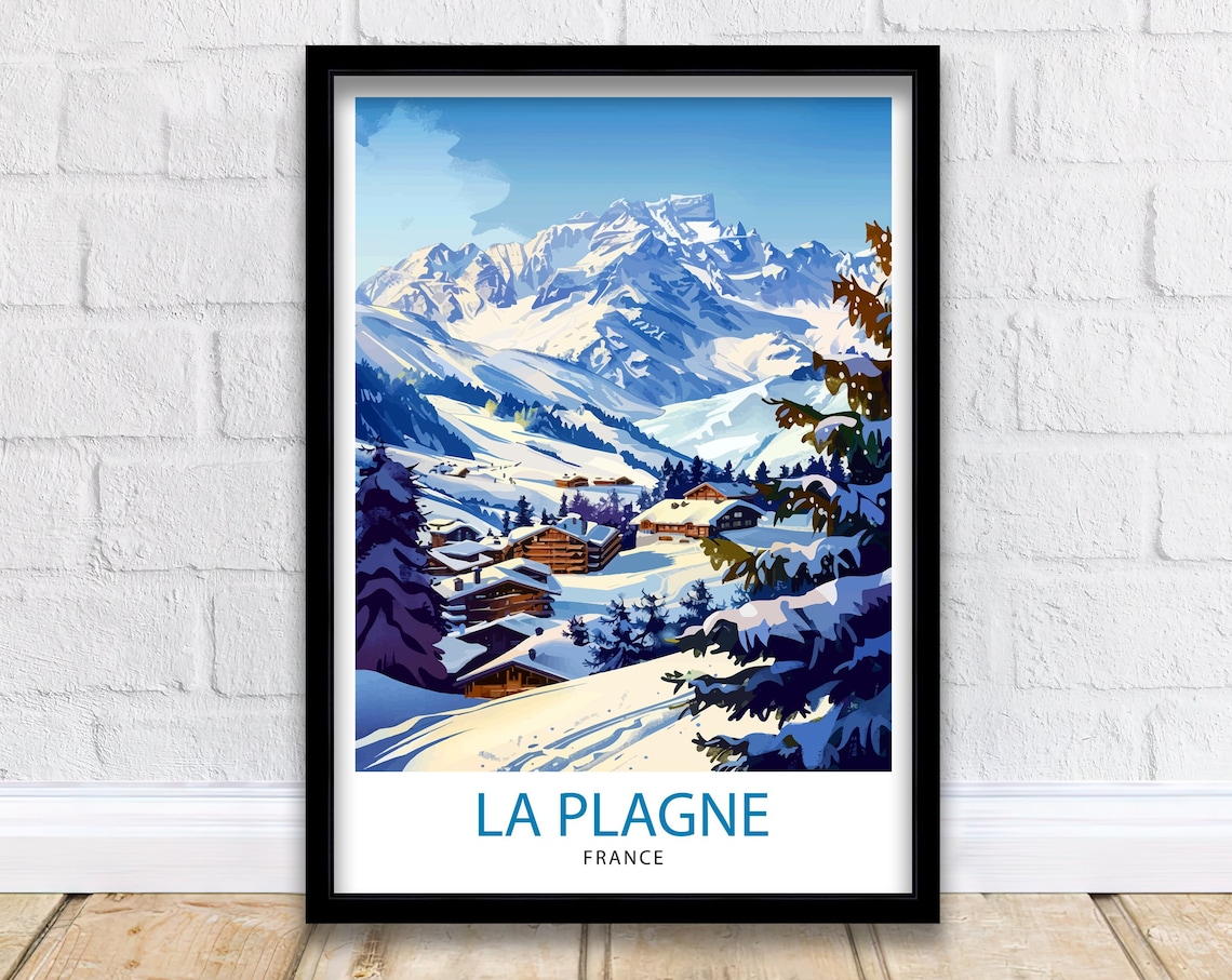 La Plagne France Travel Print Wall Decor La Plagne Wall Decor La Plagne Home Living Decor La Plagne Illustration Travel Poster Gift For