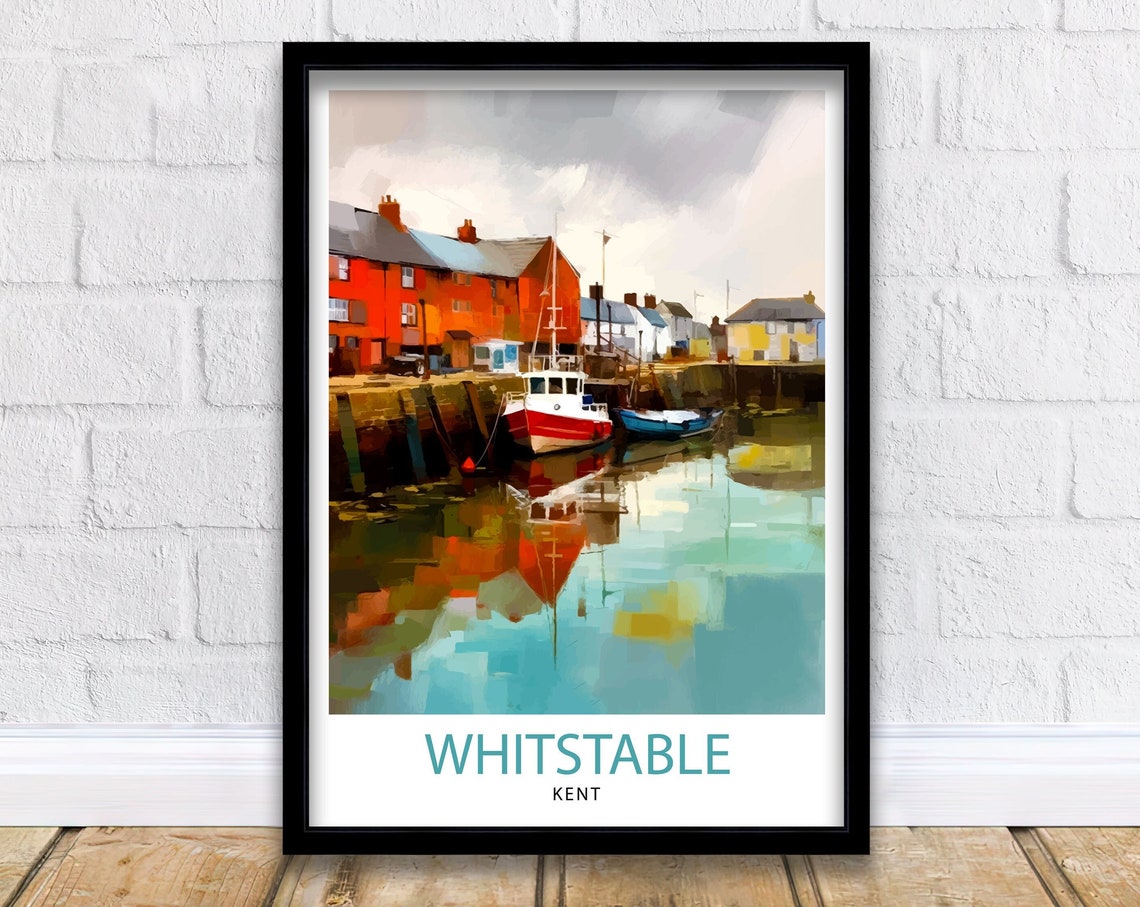Whitstable Kent Working Harbour Fishing Boats Quayside Poster