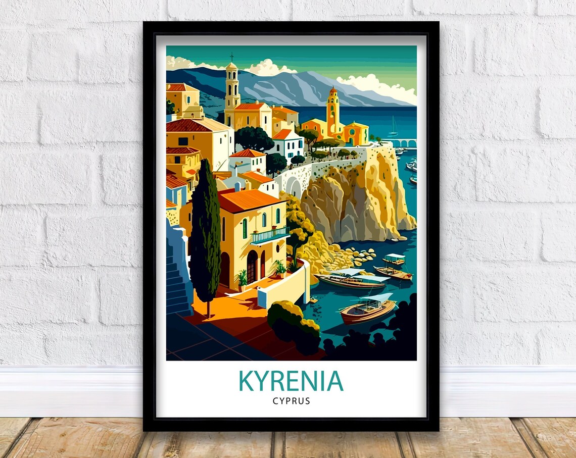 Kyrenia Cyprus Travel Print Kyrenia Wall Art Cyprus Illustration Travel Poster Gift For Kyrenia Cyprus Home Decor