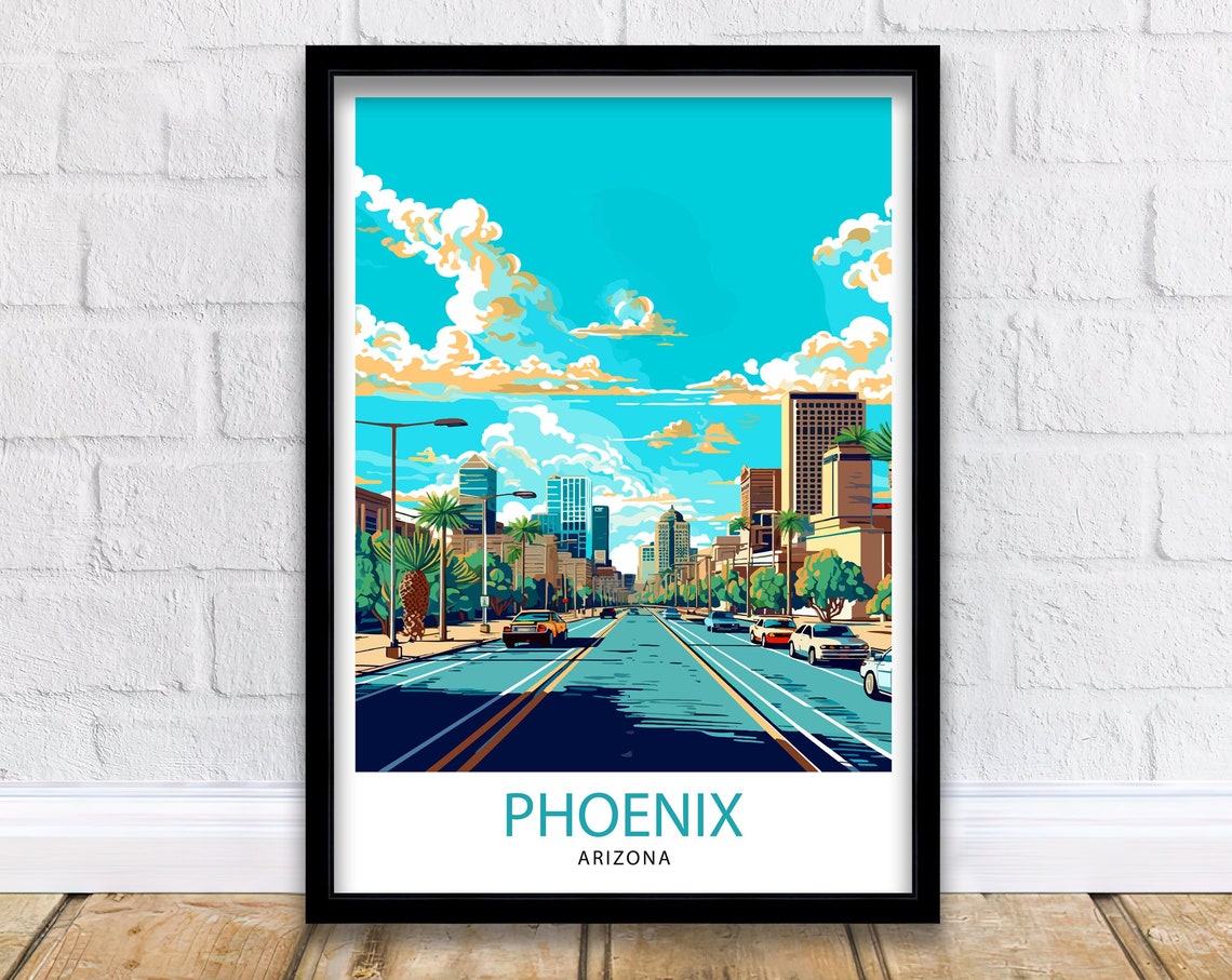 Phoenix Arizona Downtown Street Skyline Desert City Travel Poster