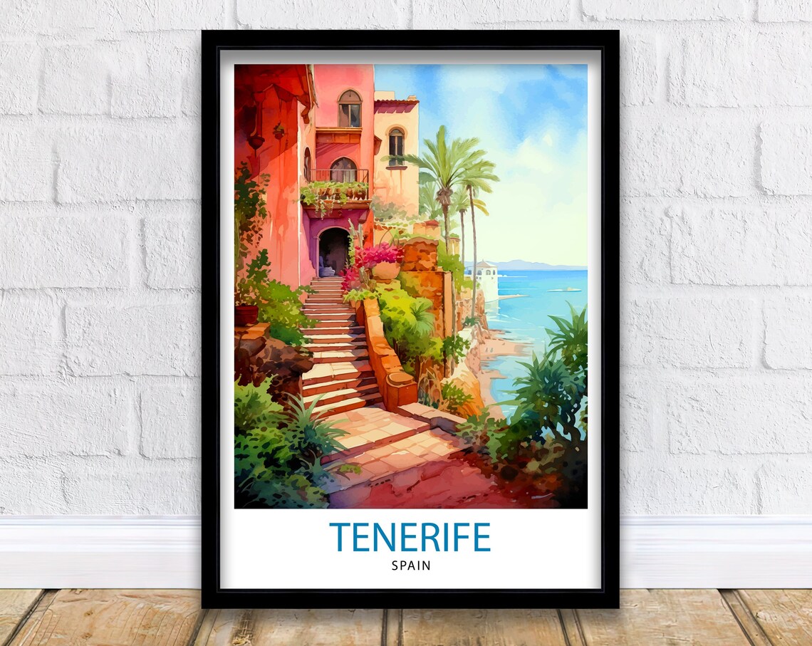 Tenerife Spain Travel Poster, European Home Decor