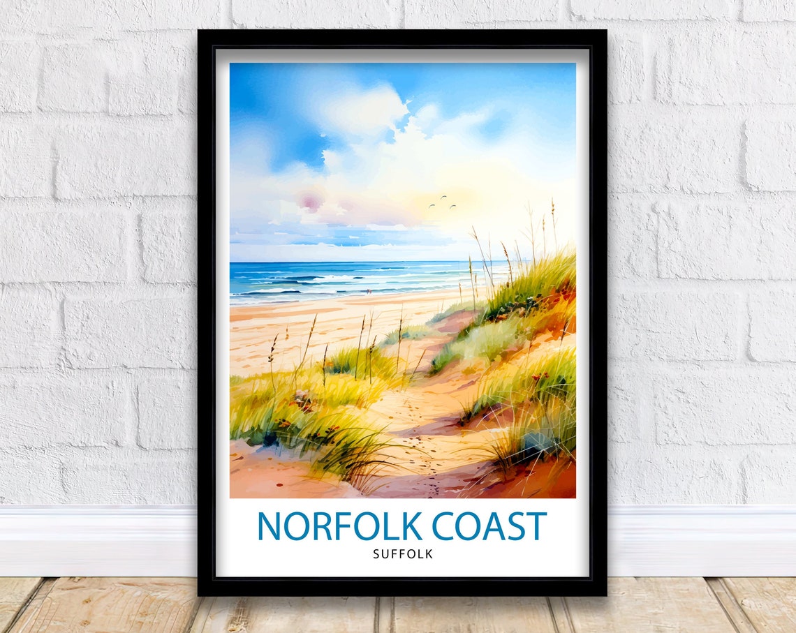 Norfolk Coast Suffolk Dune Path Watercolor Beach Scene Poster